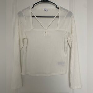 soft square neck strappy long sleeve